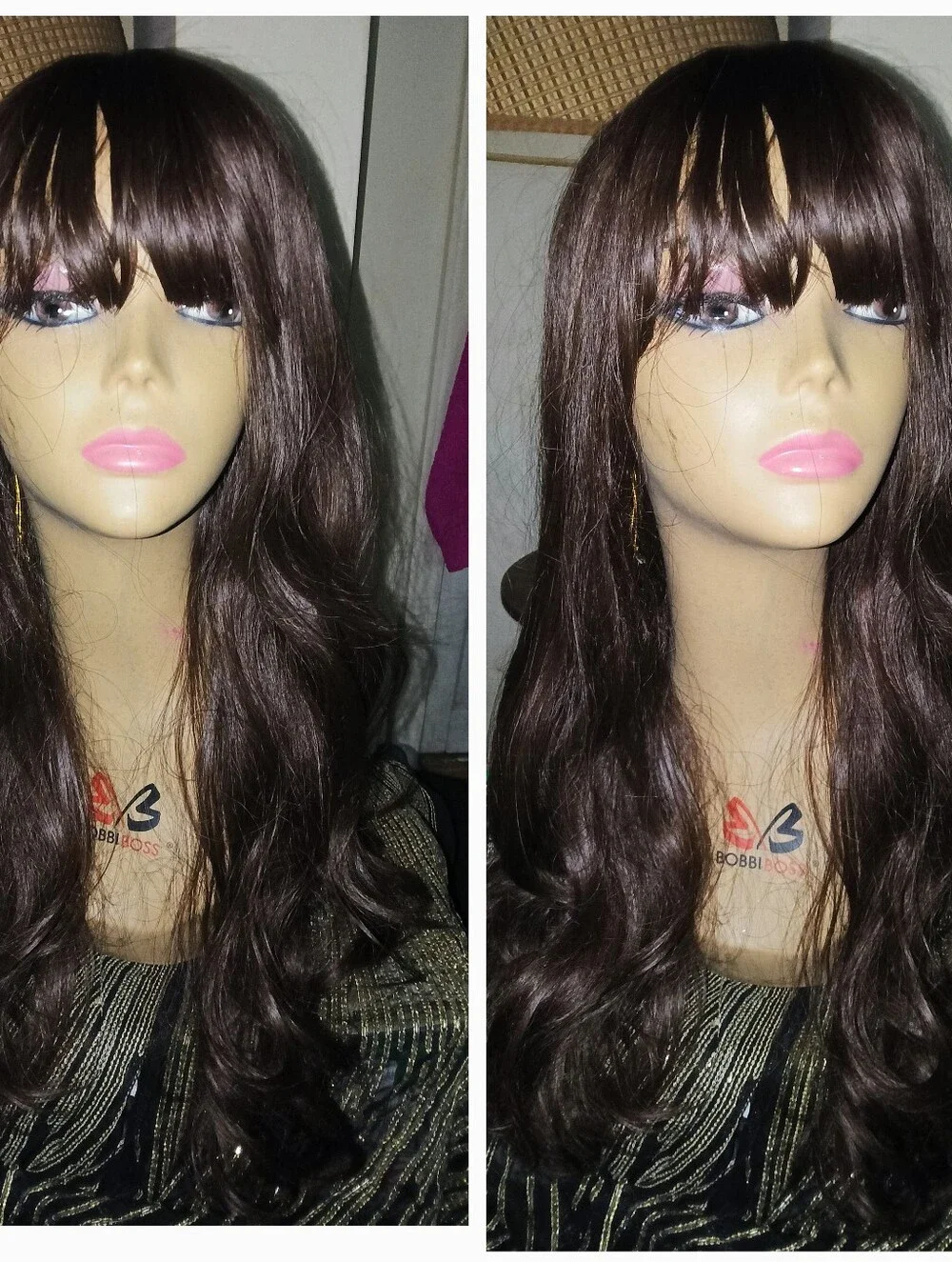 Long silky short bang human quality romance curl body wave straight hair wig